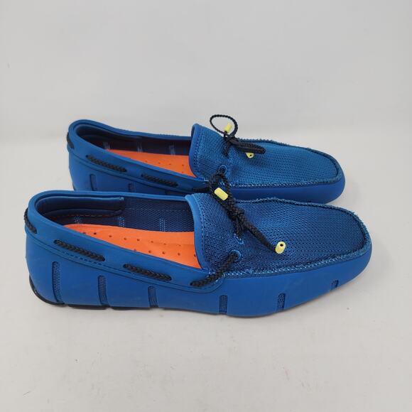 Swims Mens Deck Shoes Size 8 Blue Braided Lace Loafers Slip On Boat Shoes EUC - Picture 3 of 12